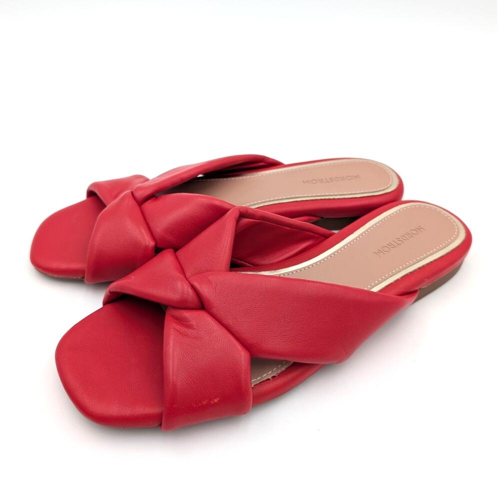 Nordstrom Cerise Faux Leather Weave Slide Sandal Women's Red Size US6.5 EU37